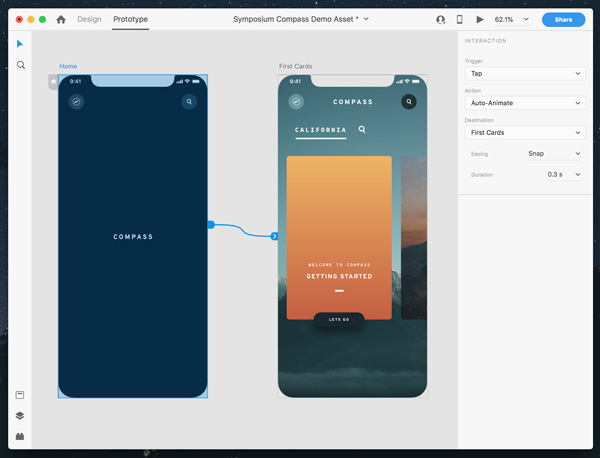 Adobe xd design prototype mode