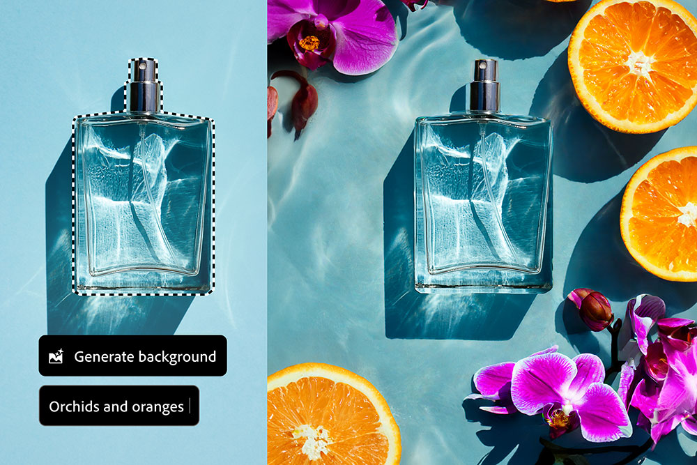 Adobe photoshop Generate Background Perfume