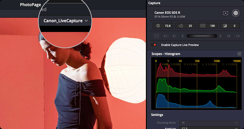 Blackmagic davinci resolve 21 Canon live cap