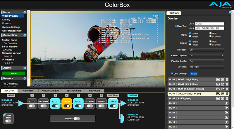 AJA ColorBox v2 Overlay