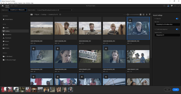Adobe Premiere Pro BETA New Import Features UI