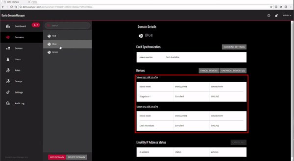 Dante audinate subnets UI