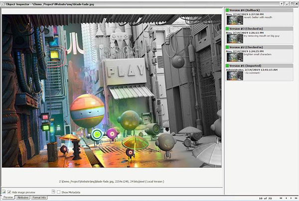 Alienbrain object inspector
