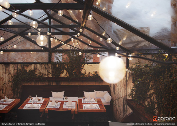 Corona renderer Restaurant Benjamin Springer