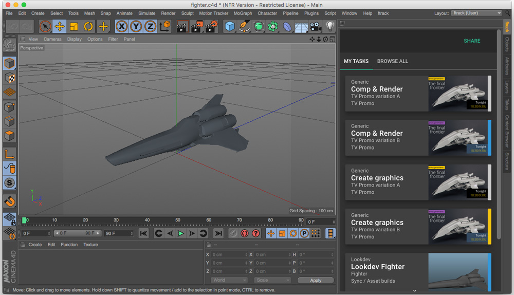 ftrack???s Cinema 4D Integration Tracks Motion Graphics Projects