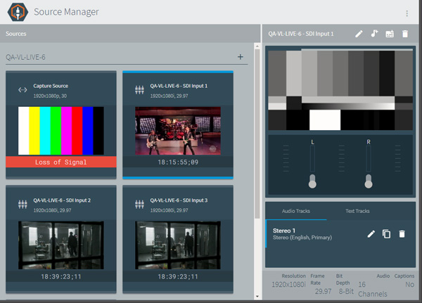 Telestream Lspeed Live source manager