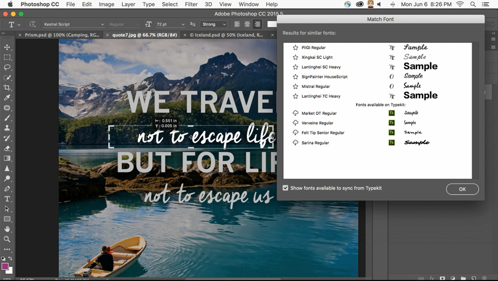 Adobe PS Photoshop Match Font