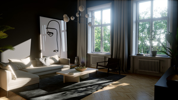 Chaos unreal Interior sharp shadows