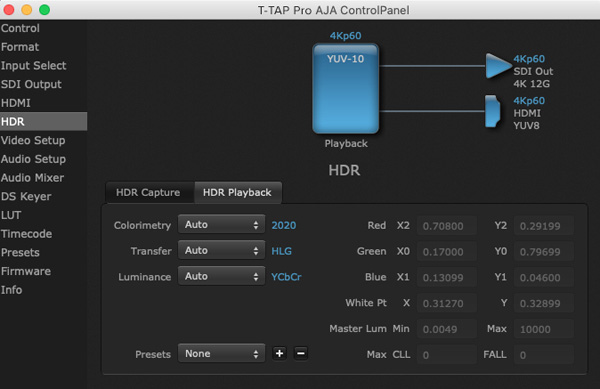 AJA T TAP Pro HDR playback