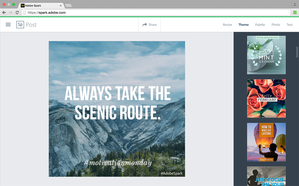 Adobe spark web post editor3