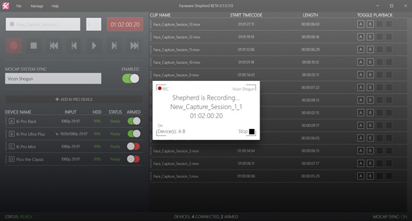 Faceware shepherd sync Ki pros