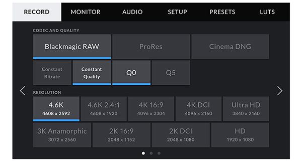 Blackmagic ursa mini pro record